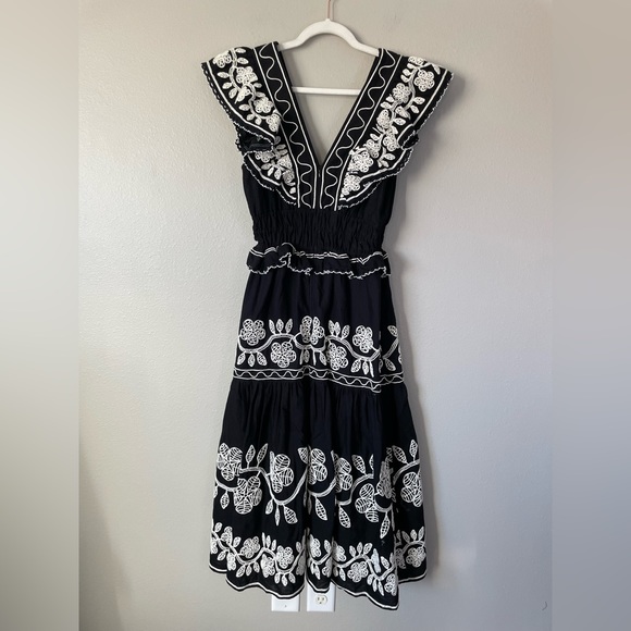 Sea New York Black and White Embroidered Midi Dress - Picture 7 of 12